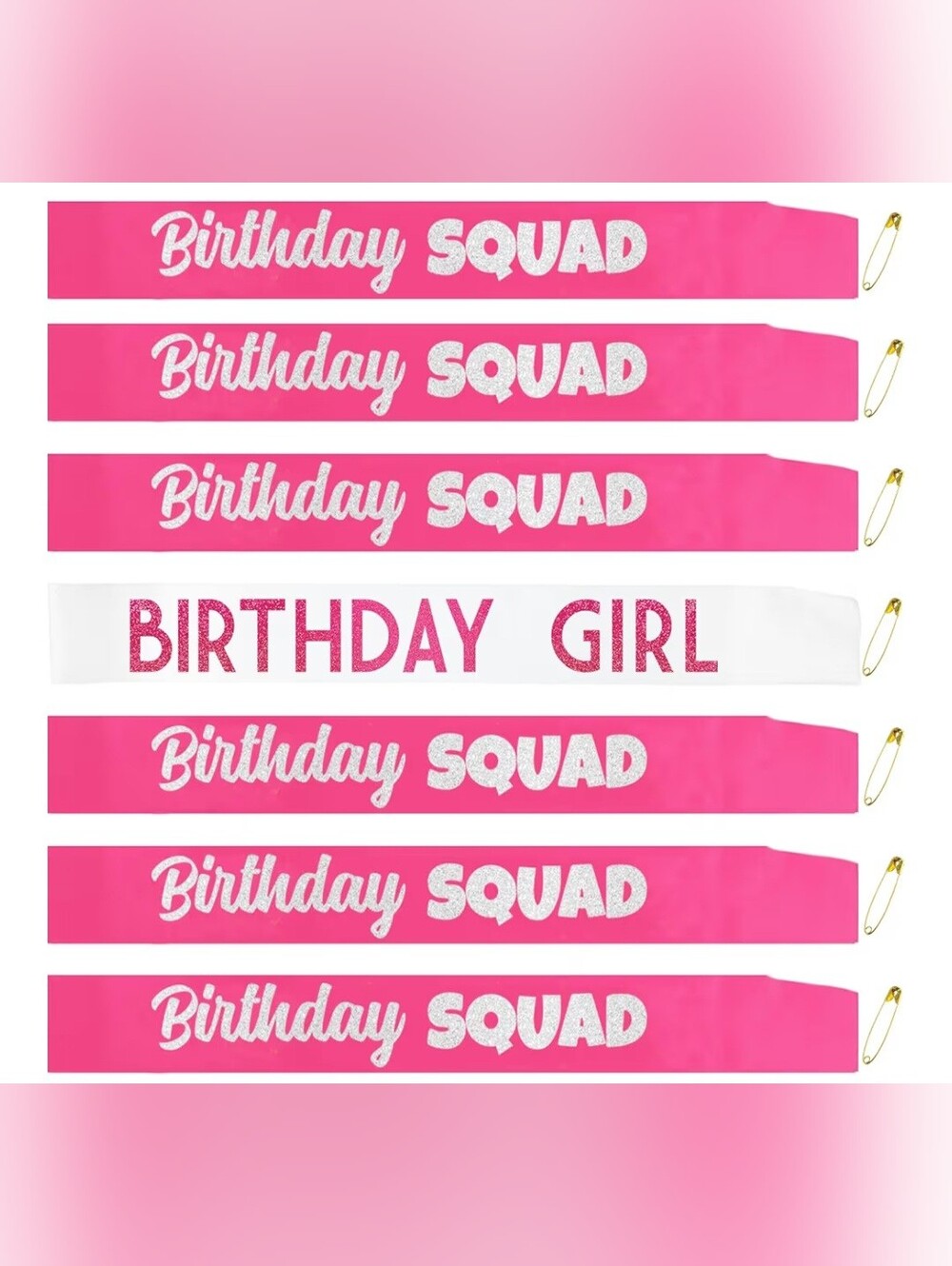 7 Pcs Birthday Girl Sash and Squad Sashes Set